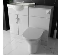 Bubly Bathrooms™ High-Gloss White 1050mm Vanity Basin & Rimless Back-To-Wall Toilet Set