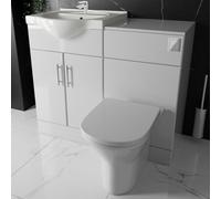 Bubly Bathrooms™ Integrated Vanity & Wc Unit Set - Gloss White 1050mm, Rimless Toilet, Basin, Soft Close & Tap