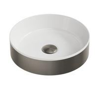 Bubly Bathrooms Koko Fluted Gunmetal Countertop Basin With Matching Waste - Durable Polymarble & Steel, Dia360mm
