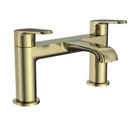 Bubly Bathrooms Lunaris Brushed Brass Bath Filler Tap - Deck Mounted Mixer With Ceramic Disc Valves