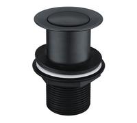 Bubly Bathrooms Matt Black Unslotted Basin & Sink Waste Plug With Click-Clack Pop-Up Push Button, Uk Standard 32mm Brass
