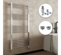 Bubly Bathrooms Modern Chrome 600X1400mm Vertical Heated Towel Rail Radiator With Angled Thermostatic Valves