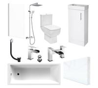 Bubly Bathrooms Modern Suite 1700mm Bath Close Coupled Wc Gloss Vanity Chrome Shower Taps