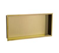 Bubly Bathrooms Premium Solid Brass Recessed Shower Niche In Brushed Brass 300X600mm - Wet Room Storage Shelf