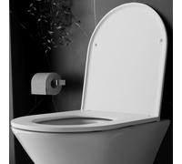 Bubly Bathrooms Rak Resort D-Shape Toilet Seat, Soft Close & Quick Release, Slimline Gloss White Thermoplastic