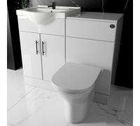 Bubly Bathrooms™ Saturn Furniture Set: Vanity Unit & Rimless Back To Wall Toilet, Soft Close, Matt Black Tap & Waste.