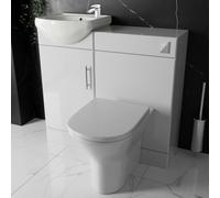 Bubly Bathrooms™ Sienna Gloss White 920mm Vanity & Wc Unit Set With Ceramic Basin, Rimless Back To Wall Toilet & Chrome Tap