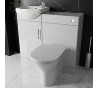 Bubly Bathrooms™ Sienna Gloss White Bathroom Furniture Set, 903mm Vanity Unit, Wc & Rimless Toilet With Tap