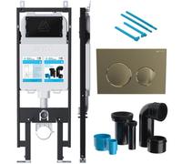 Bubly Bathrooms Skylo Wall Hung Toilet Frame Brushed Brass Flush Plate Concealed Cistern Set Angled Connector Kit