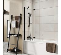Bubly Bathrooms Thalia Inward Folding Over Bath Screen Full Set 900 X 1500mm Black