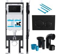 Bubly Bathrooms Viva Skylo Ultra-Slim Wall Hung Toilet Concealed Cistern Frame With Matt Black Dual Flush Plate