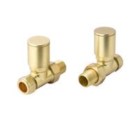 Bubly Brushed Brass Straight Radiator Valves Luxury Round Modern(Pair)