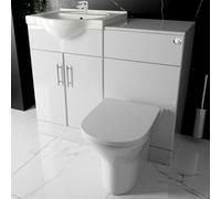 Bubly High-Gloss White 1050mm Combined Bathroom Vanity & Wc Unit Set With Rimless Toilet, Soft-Close Seat & Mixer Tap