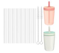 Bubrike Replacement Straws Compatible with Zak Designs Kelso Tumbler 15oz &12oz Toddler Cup Tumbler -Kids Water Bottle Replacement Accessories For Zak -8 Clear Straws,2 Cleaning Brush