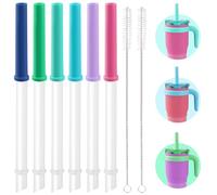 Bubrike Replacement Straws Set Compatible With Reduce Kids Coldee 2.0 Tumbler 14 Oz,Spill-Proof Replacement Silicone Top Lid Parts- 6 Silicone Valve and Straw,2 Cleaning Brushes(Multicolor)