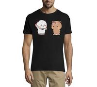 Bubu Dudu Arguing Funny Slipper Throw Crew Neck Cotton Men's T-Shirt Black Large