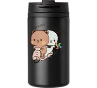 Bubu Dudu Cute Bear Motorcycle Riders Coffee Cup Travel Mug for Hot & Cold Drinks Double Walled Thermal Mug with Leakproof Lid Black