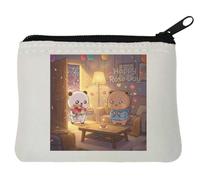 Bubu Dudu Happy Rose Day Neoprene Coin Purse Pouch 10x11cm White
