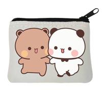 Bubu Dudu Holding Hands Cute Bears Neoprene Coin Purse Pouch 12x9cm White