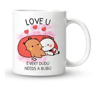 Bubu Dudu Mugs, Coffee Mug, Double-Sided Printed, Cute Mug, Mulled Wine Cups For, White Enamel Mug for Women Children, Dudu Bubu Gift for Valentine's Day Gifts, 350 ml