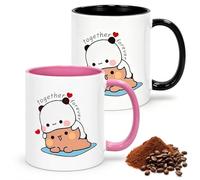 Bubu Dudu Mugs - Pack of 2 Dudu Bubu Ceramic Mugs 360 ml Funny Ceramic Mug with Ergonomic Handle, Creative Coffee Cup for Couples, Birthday Gift for Girlfriend, Boyfriend or Family (A)
