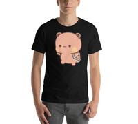 Bubu Dudu Panda Love Couple Unisex T-Shirt Cute Kawaii Design, Black, Large