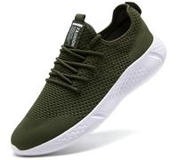 BUBUDENG Men's Trainers Running Sneakers Lightweight Outdoor Walking Shoes Tennis Gym Sport Shoes Green,14 UK(Label Size:50)