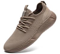 BUBUDENG Mens Trainers Running Sneakers Lightweight Outdoor Walking Shoes Tennis Sport Shoes Brown Size 9.5 UK(Label Size: 44)