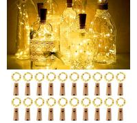 Bubuny Bottle Lights 20 Packs Cork Lights for Wine Bottles 2m 20 LED, Mini Fairy Lights for Birthday Wedding Christmas Indoor/Outdoor Decoration Warm White, Lighting for Party DIY Decor