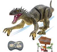 BUBUQE Remote Control Dinosaur Jurassic T Rex Toys for Boys Electronic RC Spray Raptor Walking Roaring Tyrannosaurus Rex Realistic 18.1" Rechargeable Birthday Gift for Kids Girls 3 4 5 6 7