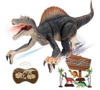 BUBUQE Remote Control Dinosaur Toys for Boys Electronic RC Spray Raptor Toy Walking Roaring Jurassic Spinosaurus Realistic 18.1" Dino Rechargeable Birthday Gift for Kids 3 4 5 6 7 8