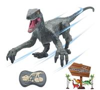 BUBUQE Remote Control Dinosaur Toys for Boys Kids Girls 3 4 5 6 7 8 Electronic RC Robot Toy Walking Roaring Velociraptor Realistic 18.1" Jurassic Dino Rechargeable Raptor Blue Birthday Gift