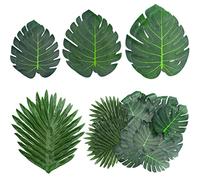 Bubuyun 48Pcs Artificial Tropical Palm Monstera Leaves Decorations for Hawaiian Faux Jungle Beach Theme Party Table Leave