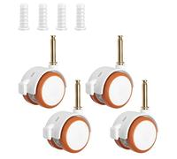 Bubuyun 4PCS Threaded Stem Castor Wheels Set 45mm Rubbered Trolley Wheels for Furniture Shelving Casters Rubber with 4Pcs Screw Cap Rubber Swivel Trolley with Brakes for Tiny Shopping Cart