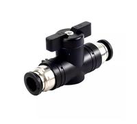BUC Black Pneumatic Push in Quick Joint Connector Hand Valve - Turn Switch Manual Ball Current Limiting (4mm,6mm 8mm,10mm,12mm)(BUC 6MM,200 PCS)