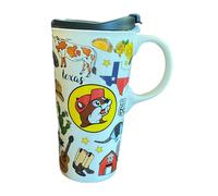 Buc-ee's 17oz ceramic travel mug (17oz, Texas Theme White)