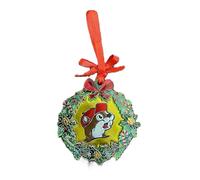 Buc-ee's Christmas Ornament, Foil with Yellow Logo and Holly Border