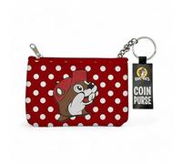 Buc-ee's Coin Purse, Red and White Polka Dot Pattern with Keyring, Red With White Polka Dots, Casual