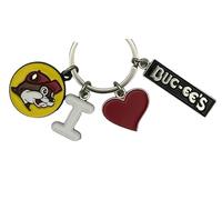Buc-ee's I Love Charm Keychain, Metal with Logo and Heart Design