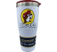 Buc-ee's White Stainless Steel Freedom Tumbler With Color Logo, Double Wall Vacuum Insulated, Tinted Slide Lid, Powder Finish, 20 Ounces
