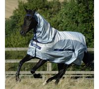 Bucas Buzz Off Rain Detachable Neck Fly Horse Rug - Silver/Blue