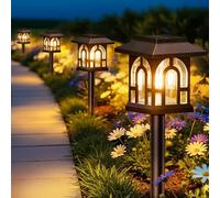 BUCASA 4 Pack Solar Lights Outdoor Garden, Up to 10 Hours Solar Garden Lights Waterproof Pathway Lighting for Yard, Patio, Landscape, Walkway, Path (3000K Warm White)