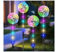 BUCASA Solar Lights Outdoor Garden, 4 Pack Dandelion Garden Lights with 16 Colourful LEDs, Waterproof Solar Flower Lights for Lawn Yard Garden Ornaments Outdoor Christmas Decorations