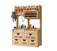 Bucasso Plastic Model Paint Rack Tool Storage All-in-One Modeling Tool Storage Rack Drawer Parts Storage Rack MDF Material Pliers/Files/Brush/Tweezers/Paint Storage Assembly Workstation GK Plus