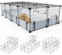 BUCATSTATE 20 Panels Guinea Pigs Cages, Small Animal Playpen with Waterproof Mat, 120L x 60W x 30H Metal Hedgehog Enclosure with Door, C&C Cage for Bunny Rabbit Chinchillas