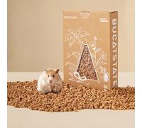 BUCATSTATE Cork Bedding 5L, Natural Hamster Bedding Odor Control for Dwarf Syrian Hamsters, Gerbils, Mice, Low-dust Hamster Substrate with Paper Hideout Box (Grain 4-5mm)