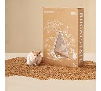 BUCATSTATE Cork Bedding 5L, Natural Hamster Bedding Odor Control for Dwarf Syrian Hamsters, Gerbils, Mice, Low-dust Hamster Substrate with Paper Hideout Box (Grain 2-4mm)