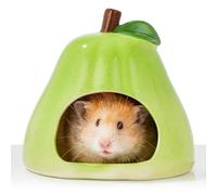 BUCATSTATE Hamster Hideout Ceramic, Pear Shape Hamster House and Habitat for Dwarf Hamsters, Mice, Syrian Hamsters, Chipmunks or Other Small Pets (Green-Large)