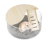 BUCATSTATE Hamster Sand Bath Container - Acrylic Shower and Digging Room Litter Box for Mice Lemming Gerbils (Circle Shaped)