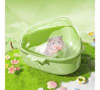 BUCATSTATE Hamster Sand Bath Container Large, Toilet Sandbox Dust Bathtub Bathroom for Dwarf Syrian Hamster Cage Accessories (Green)